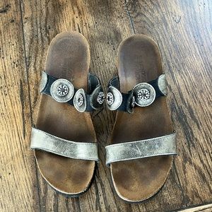 NAOT Marissa wedge gold sandals size 37